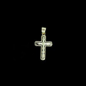 Real 10K Yellow Gold Diamond Cut Cross Pendant